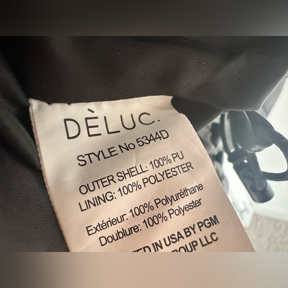 NWT DELUC Gwinnet Puffer Jacket Black Size S Oversized Faux Leather Quilted Coat - Picture 13 of 17